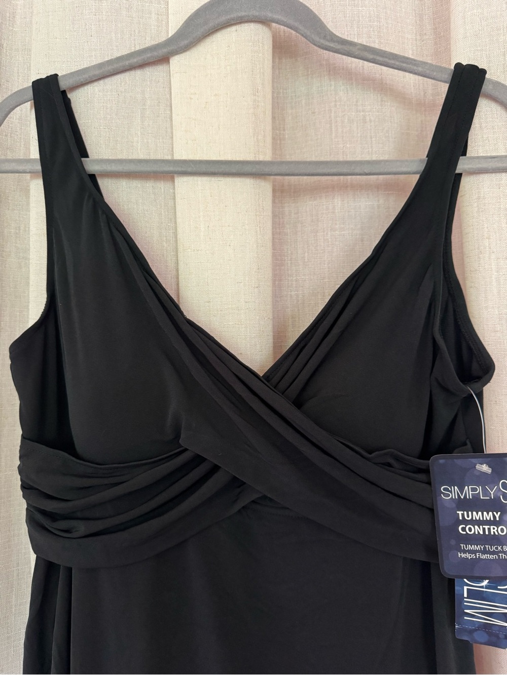 NEW Simply Slim Cross Your Heart Tummy Control Swimdress Size Large 12/14 NWT - Picture 3 of 12